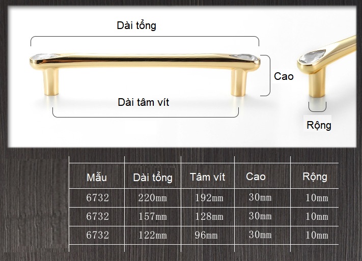 Tay nắm cửa tủ bằng pha lê cao cấp CH6732 12