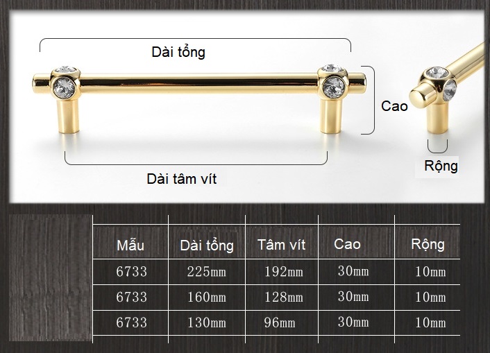 Tay nắm cửa tủ gỗ bằng pha lê cao cấp CH6733 9