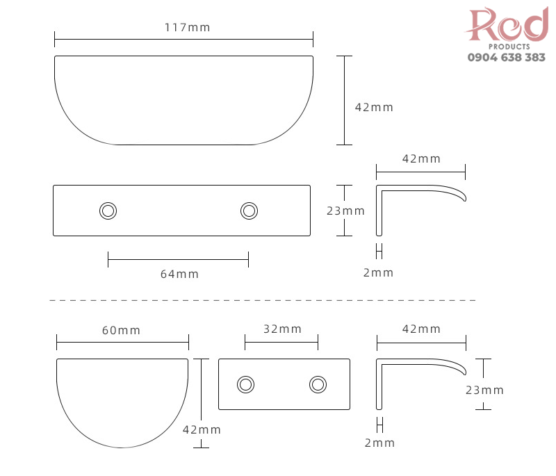 Tay nắm tủ âm chiếc lá hợp kim màu đồng vàng D6203 7