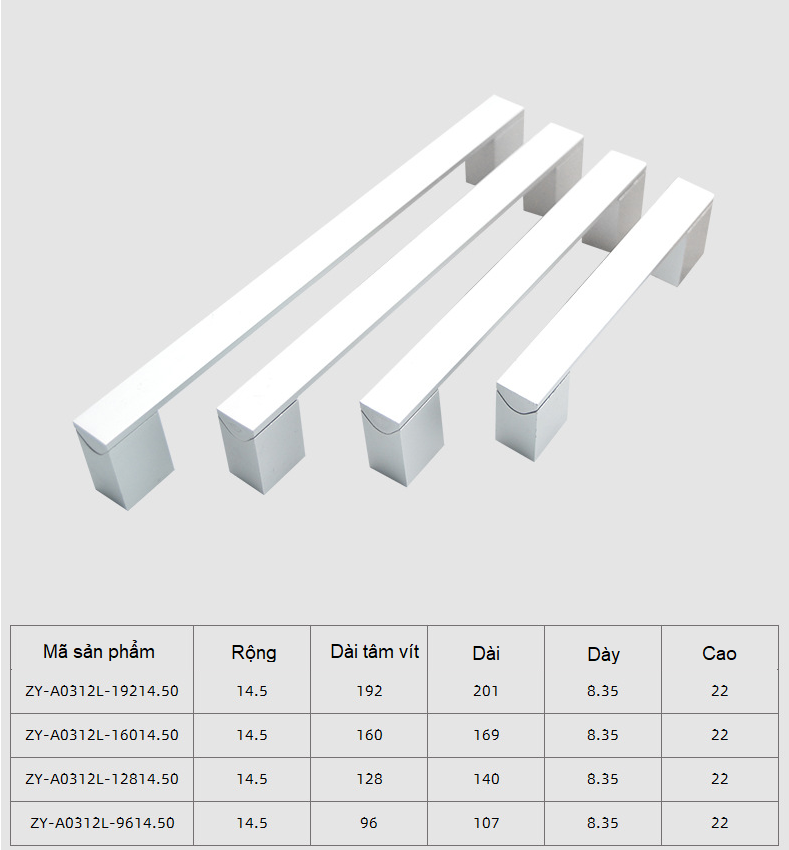 Tay nắm tủ hợp kim nhôm hiện đại tối giản ZY-A0312L 5