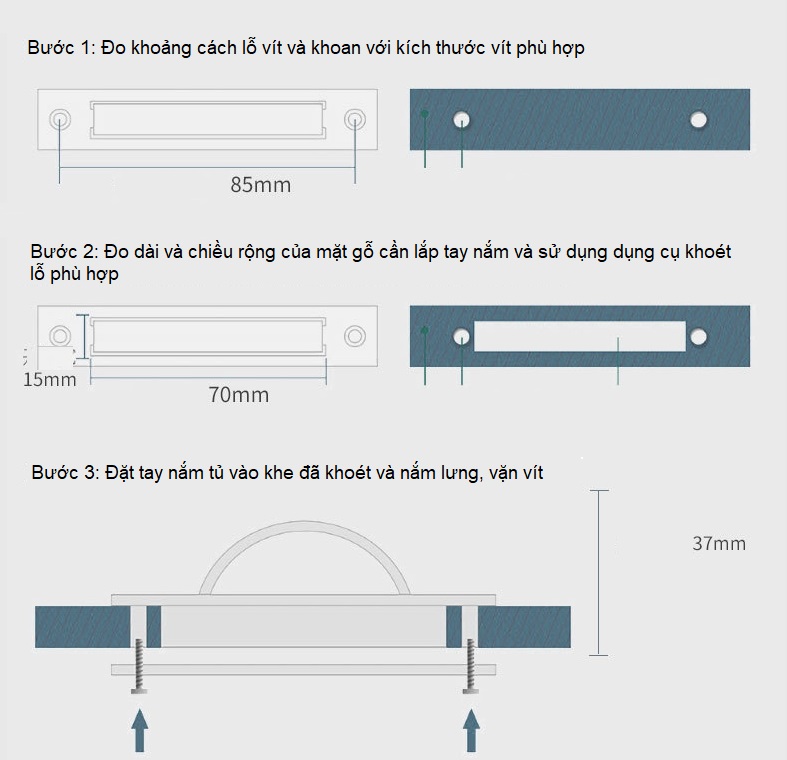 Tay nắm tủ móc âm phẳng 180 độ LDS6268B 16