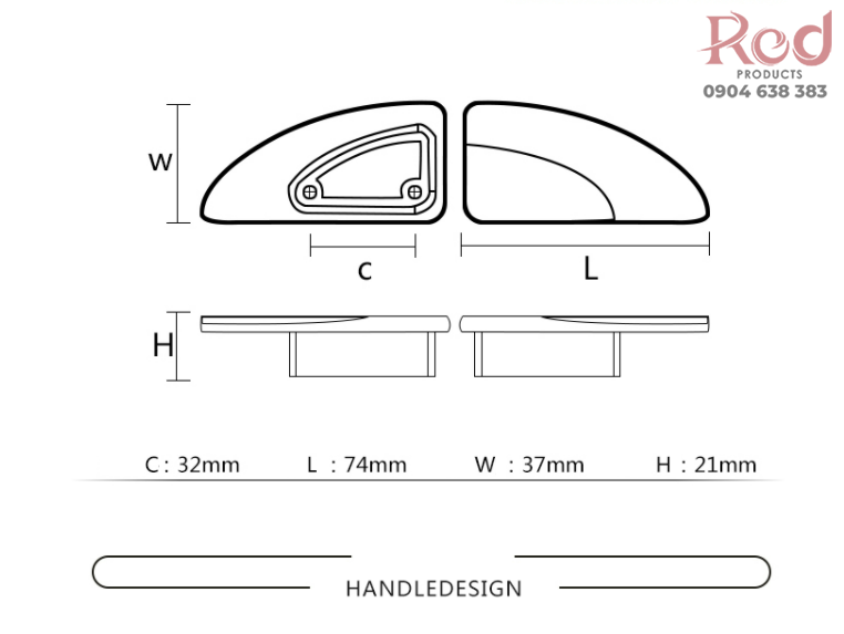 Tay nắm tủ hiện đại hình bán nguyệt WXH6689 20