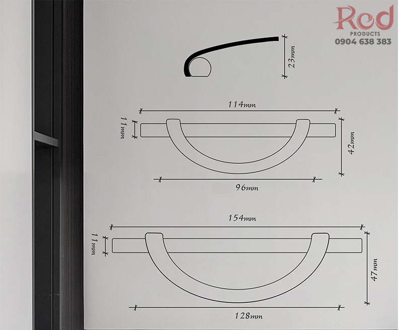 Tay nắm cửa tủ hình bán nguyệt cao cấp ZY5029 17