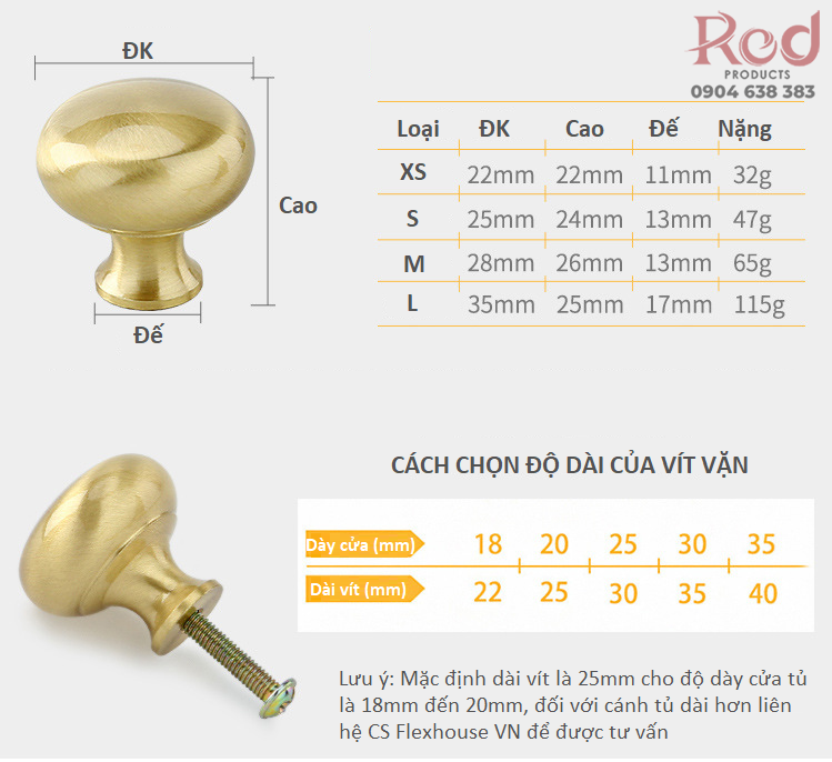 Núm tay nắm tủ gỗ bằng đồng nguyên chất T2614 9