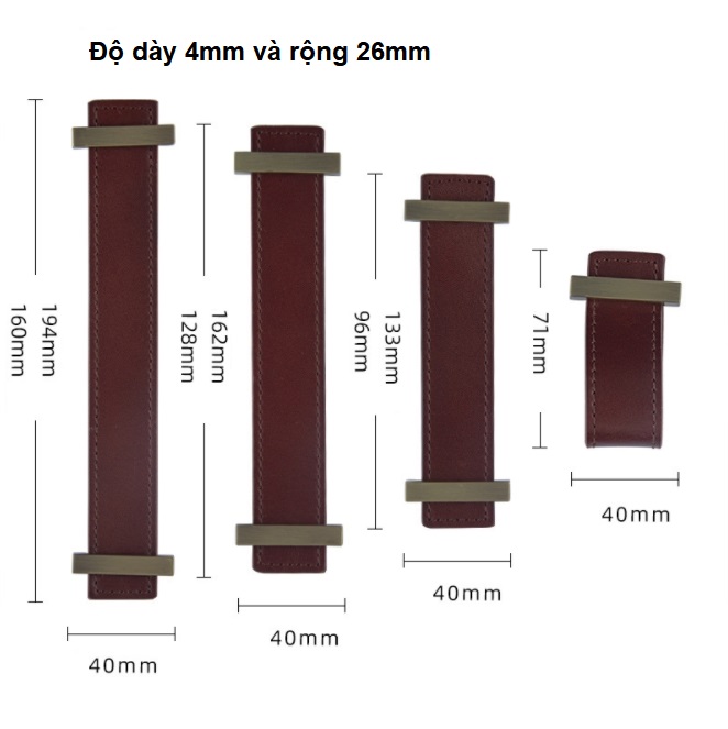 Tay nắm tủ bằng da bò nhập khẩu màu đỏ SHH067RG 4