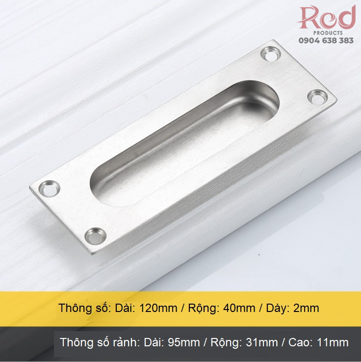 Tay nắm móc âm inox cửa gỗ cửa lùa vít nổi OF001 4