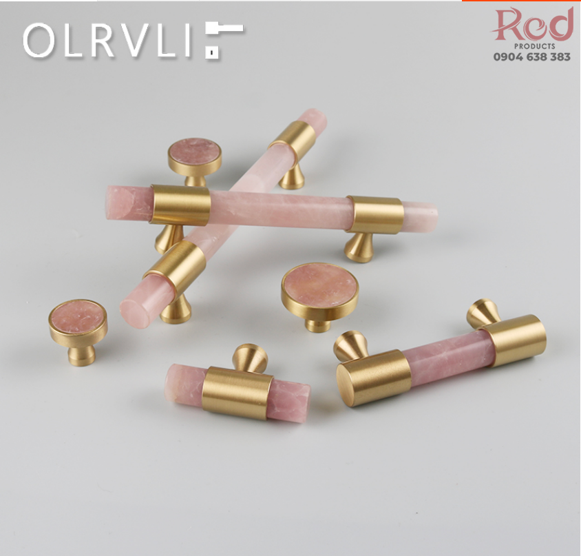 Tay nắm tủ cao cấp mặt đá cẩm thạch màu hồng OLRVLI 0909099A