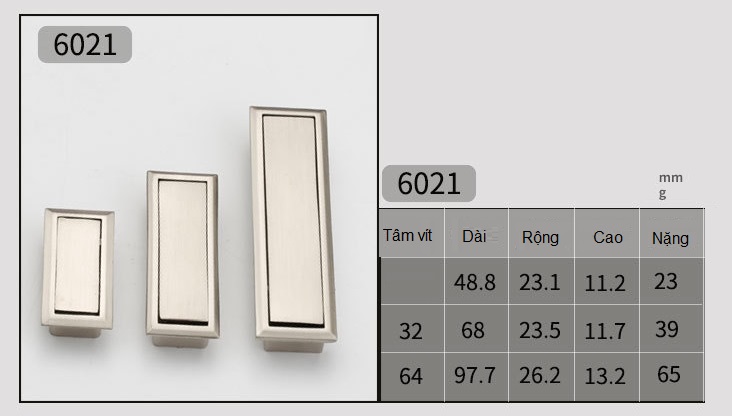Tay nắm tủ âm phẳng móc kéo hiện đại LDS602122 19