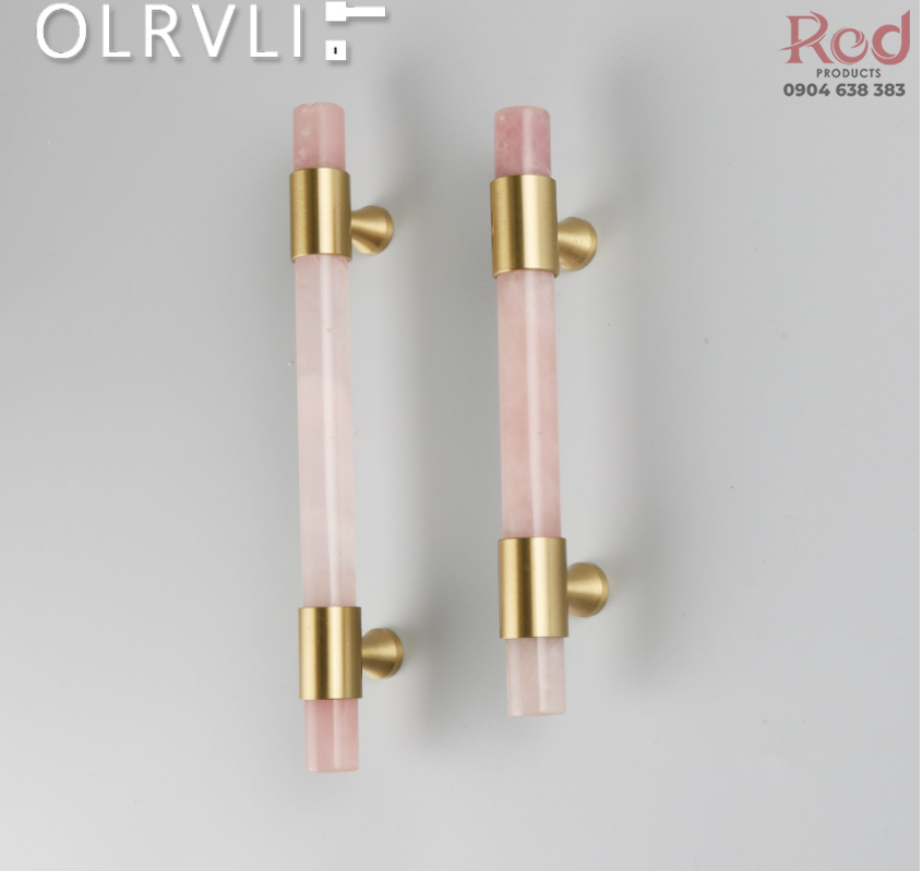 Tay nắm tủ cao cấp mặt đá cẩm thạch màu hồng OLRVLI 0909099E