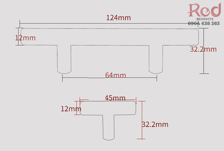 Kích thước tay nắm tủ inox 304