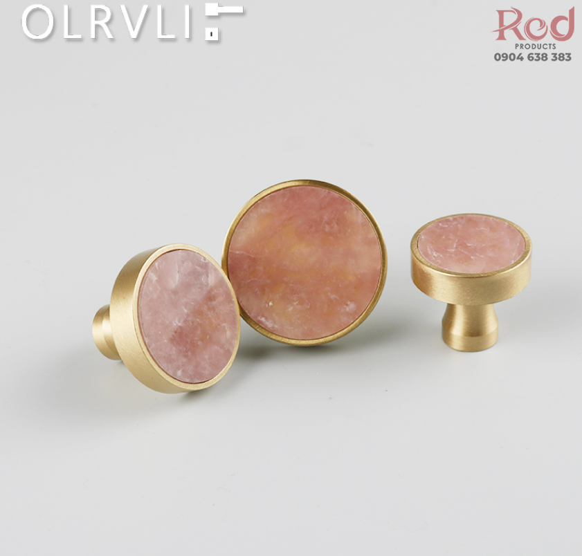 Tay nắm tủ cao cấp mặt đá cẩm thạch màu hồng OLRVLI 0909099C