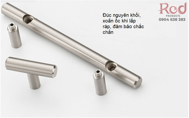 Tay nắm tủ inox đặc ruột, chân đế xoán ốc chắc chắn