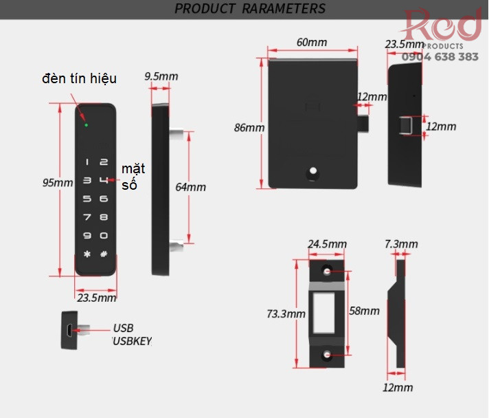 Ổ khóa mật mã mini cao cấp YLF023 6