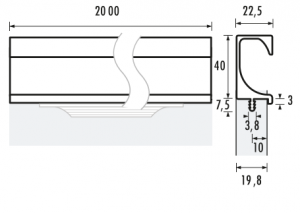 Tay nắm nhôm Eslinga 2000mm HETTICH HL200-P 3