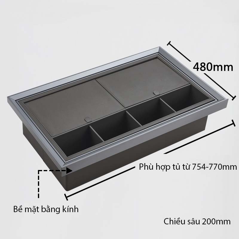 Hộc đựng đồ lót chia ngăn bọc da tay cầm bằng kính YLF053 7