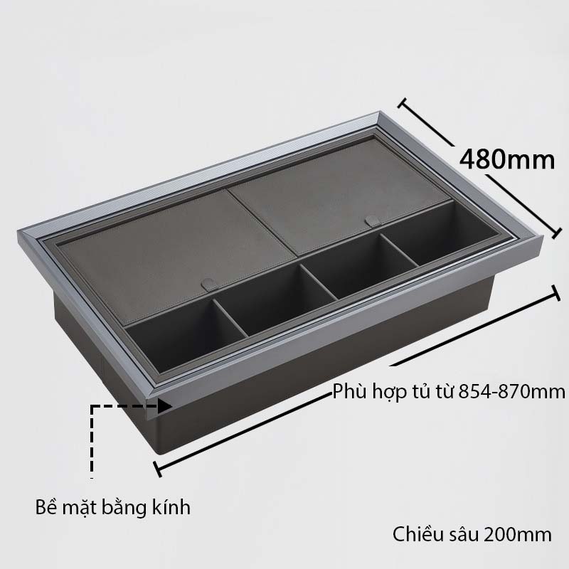 Hộc đựng đồ lót chia ngăn bọc da tay cầm bằng kính YLF053 8