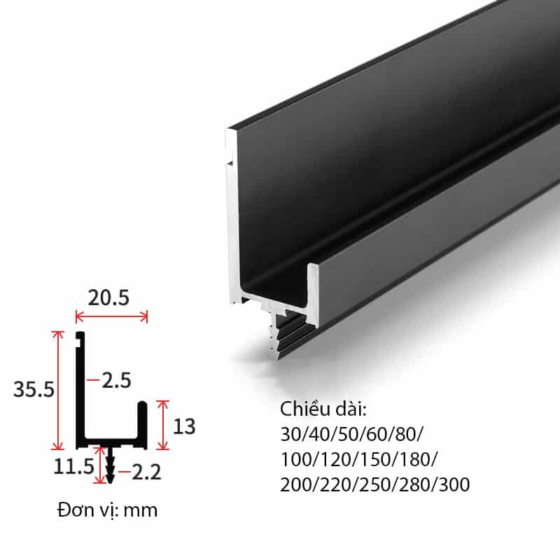 Tay nắm âm xẻ rãnh chữ L dài 3m MLS7431L 28