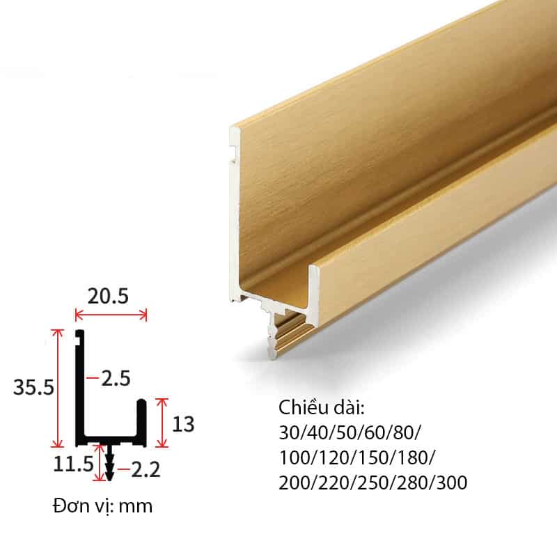 Tay nắm âm xẻ rãnh chữ L dài 3m MLS7431L 27