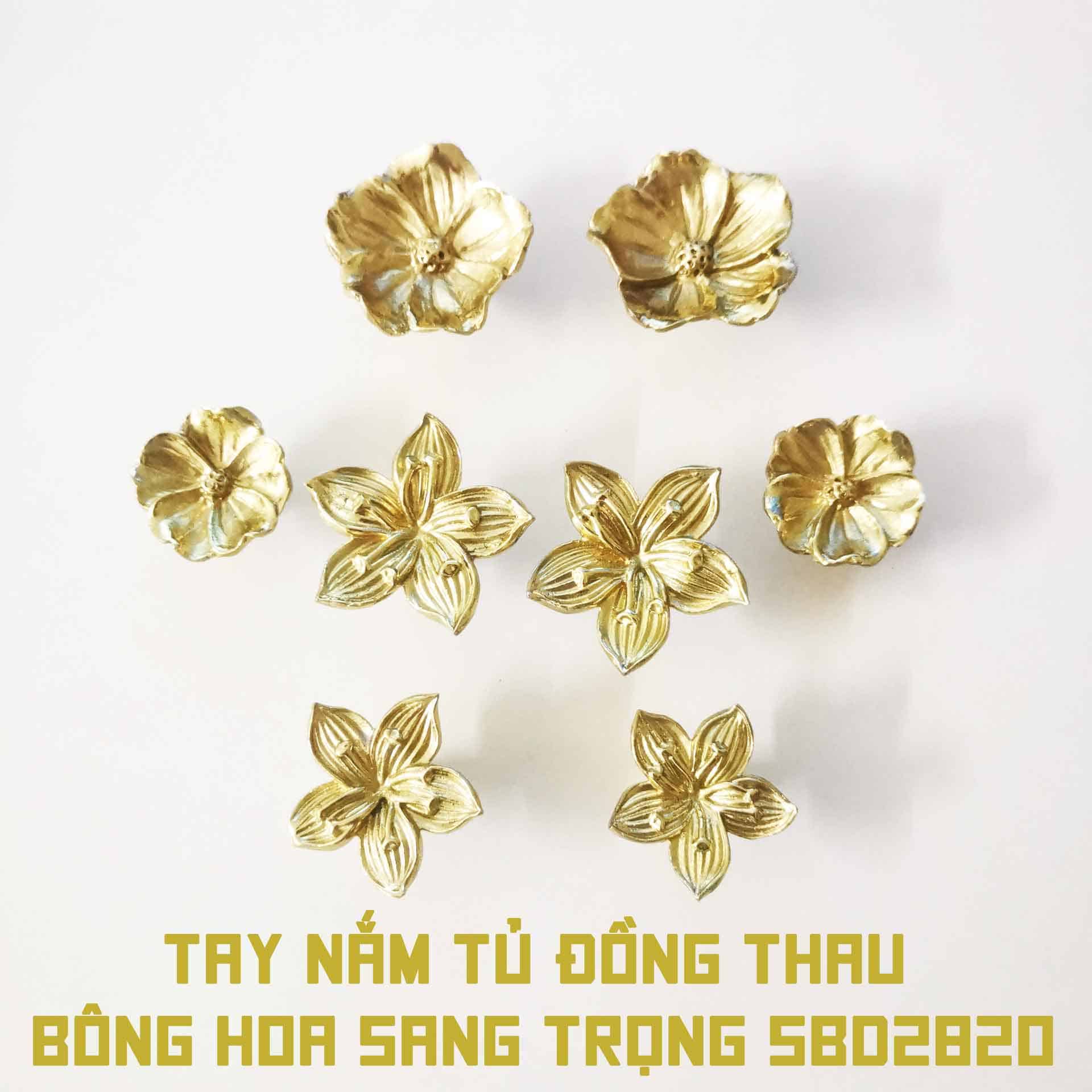 Tay nắm tủ đồng thau bông hoa sang trọng SBD2820 10