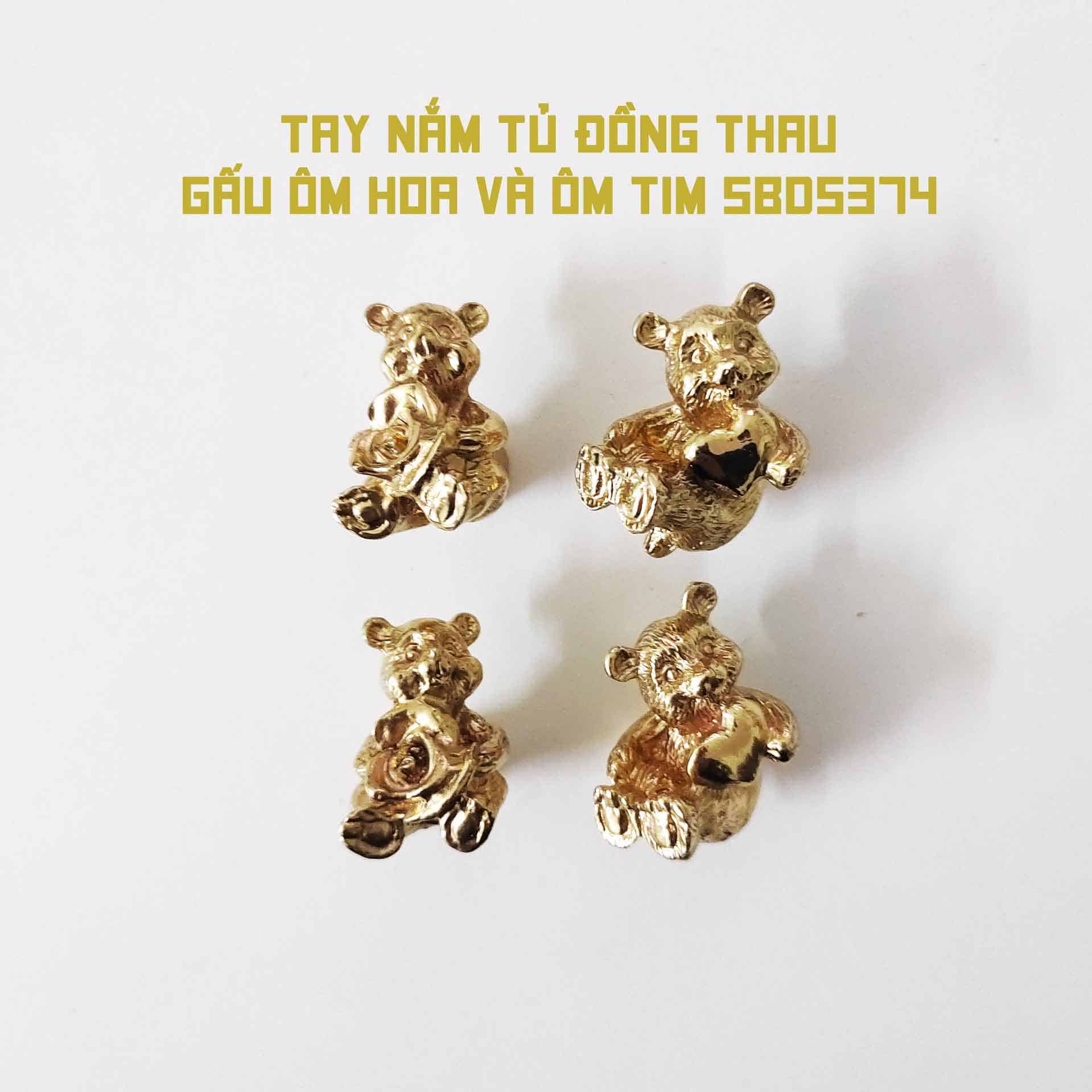 Tay nắm tủ đồng thau gấu ôm hoa và ôm tim SBD5374 8