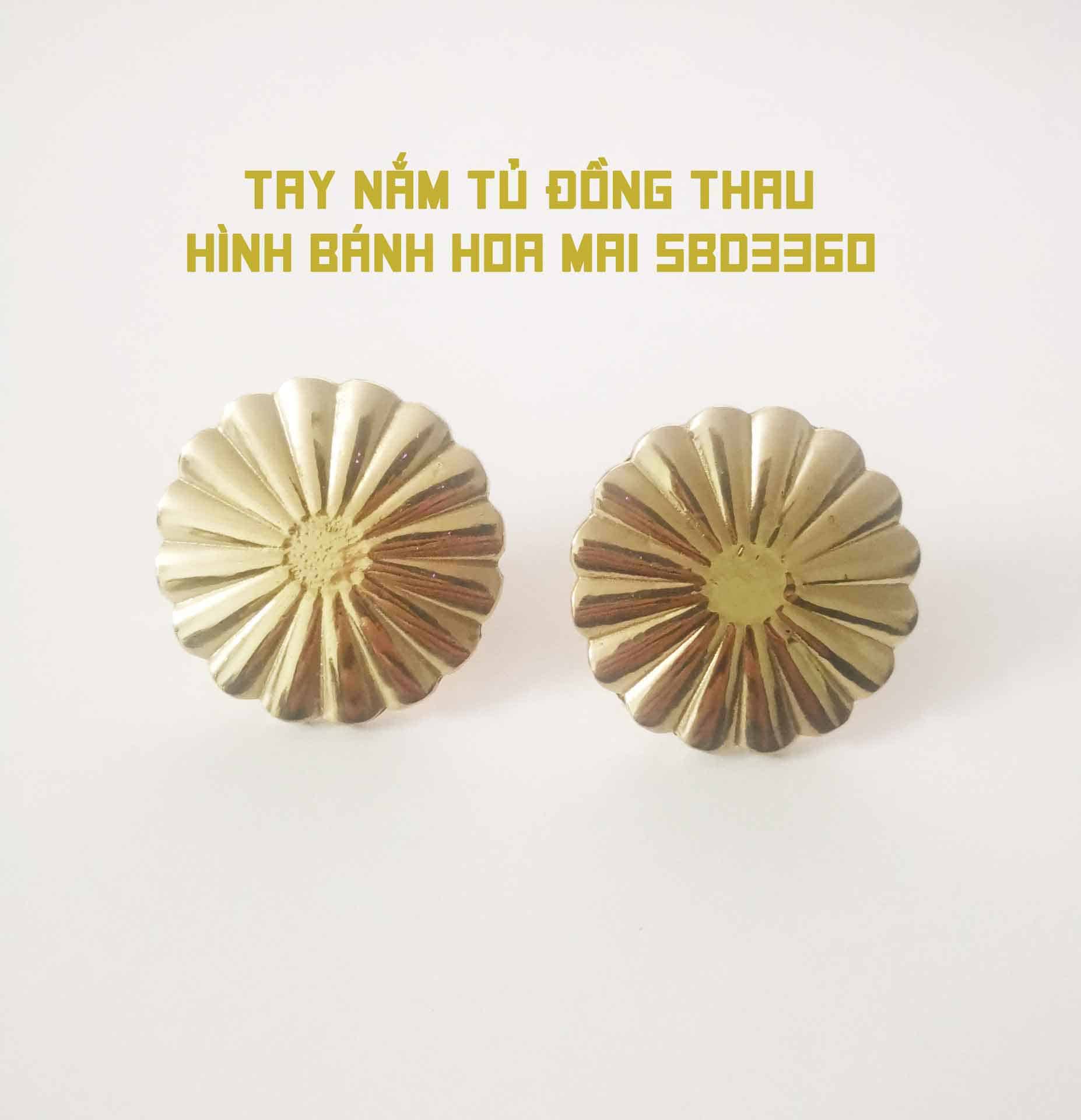 Tay nắm tủ đồng thau hình bánh hoa mai SBD3360 9