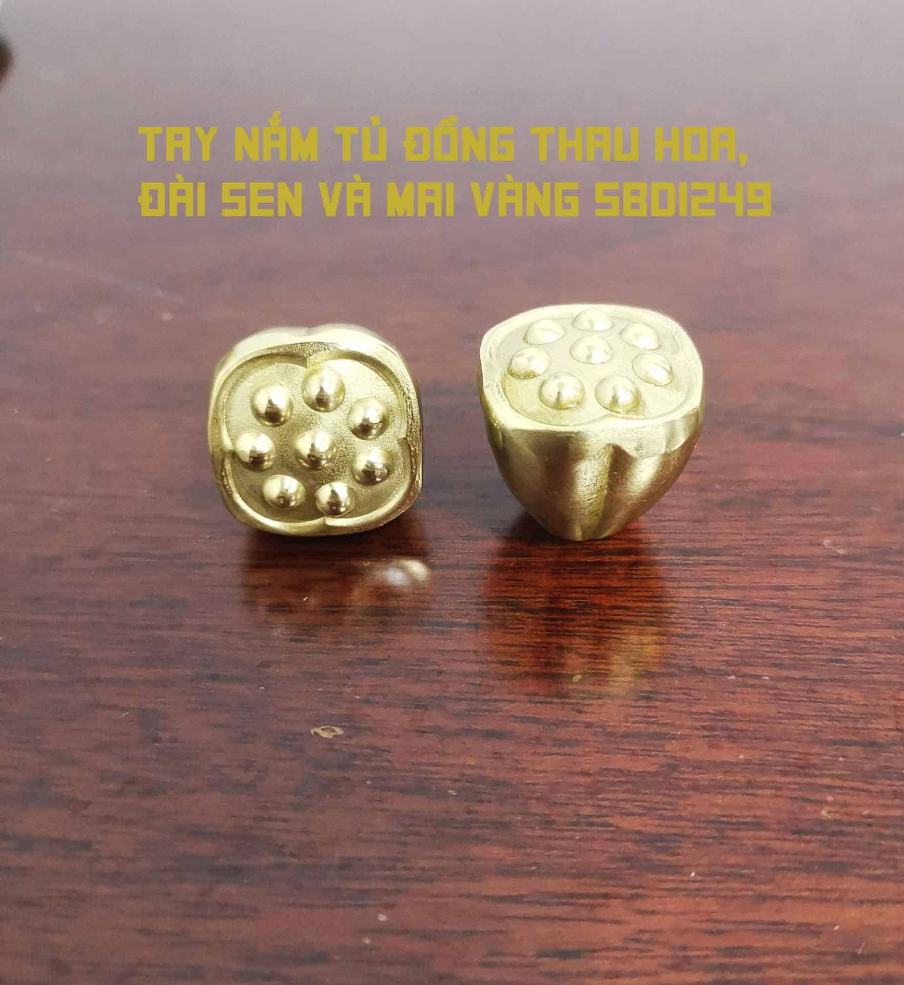 Tay nắm tủ đồng thau hoa, đài sen và mai vàng SBD1249 8