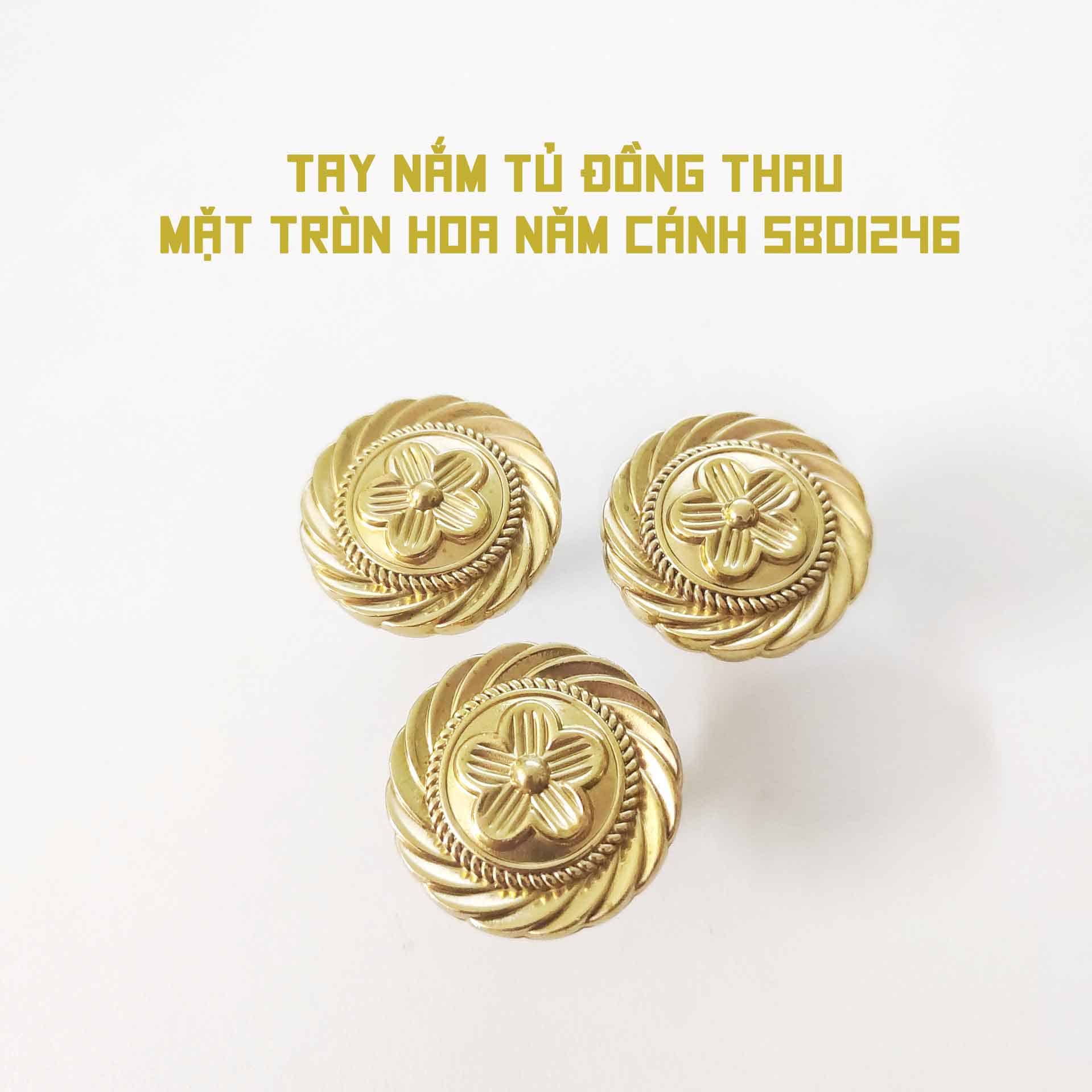 Tay nắm tủ đồng thau mặt tròn hoa năm cánh SBD1246 8