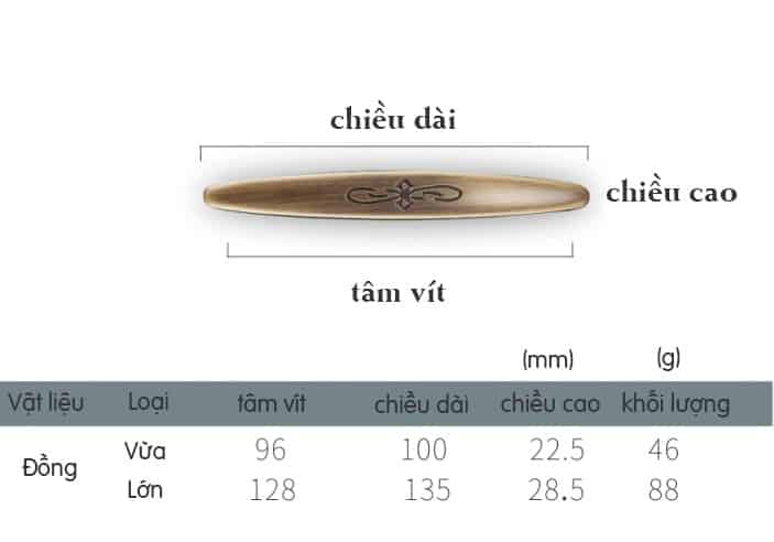 Tay nắm tủ gỗ hạng sang bằng đồng XLS002 10