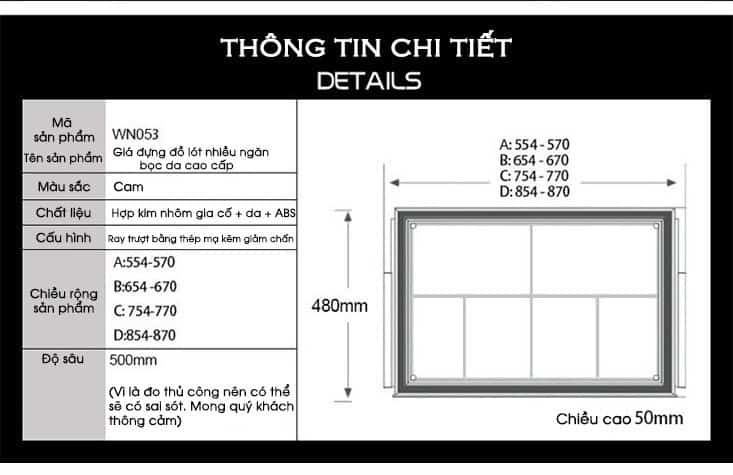 Giá đựng đồ lót nhiều ngăn bọc da cao cấp WN053 15