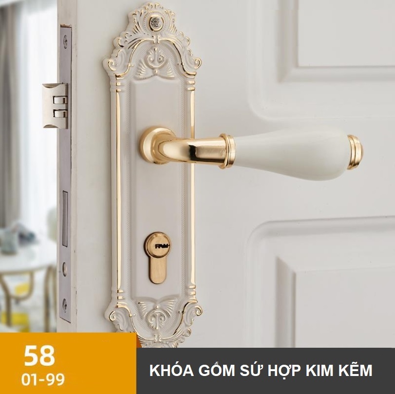 Khóa cửa phòng cổ điển tay nắm gốm sứ INN58-01.99 3