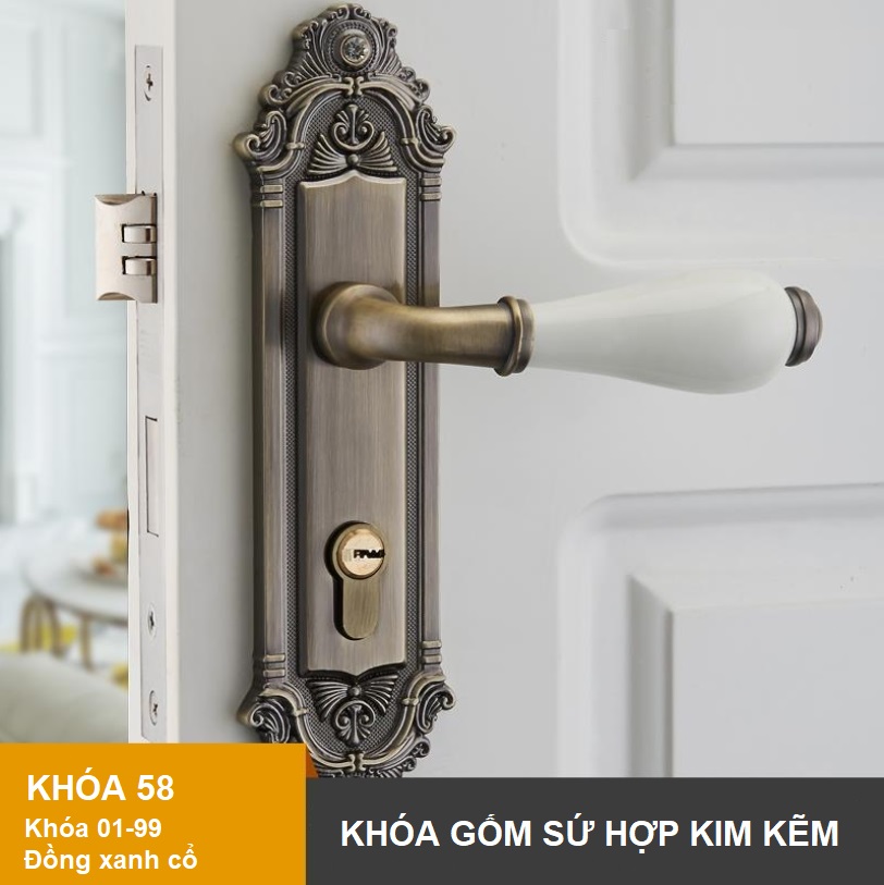 Khóa cửa phòng cổ điển tay nắm gốm sứ INN58-01.99 4