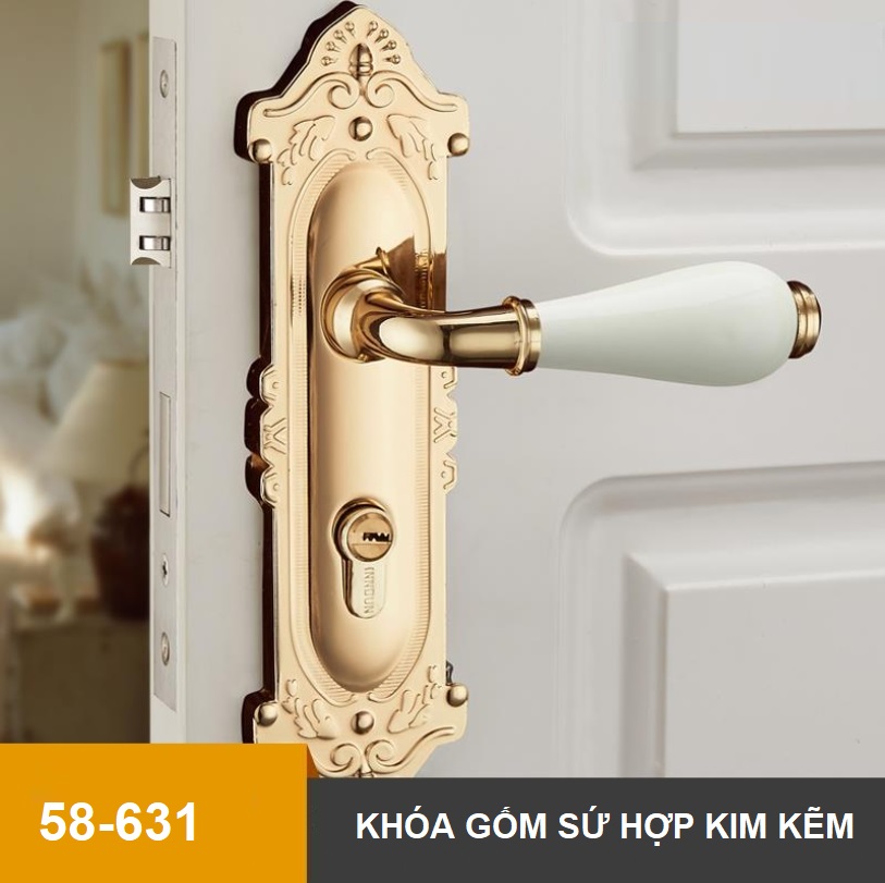 Khóa cửa phòng cổ điển bằng gốm sứ INN58-631 4