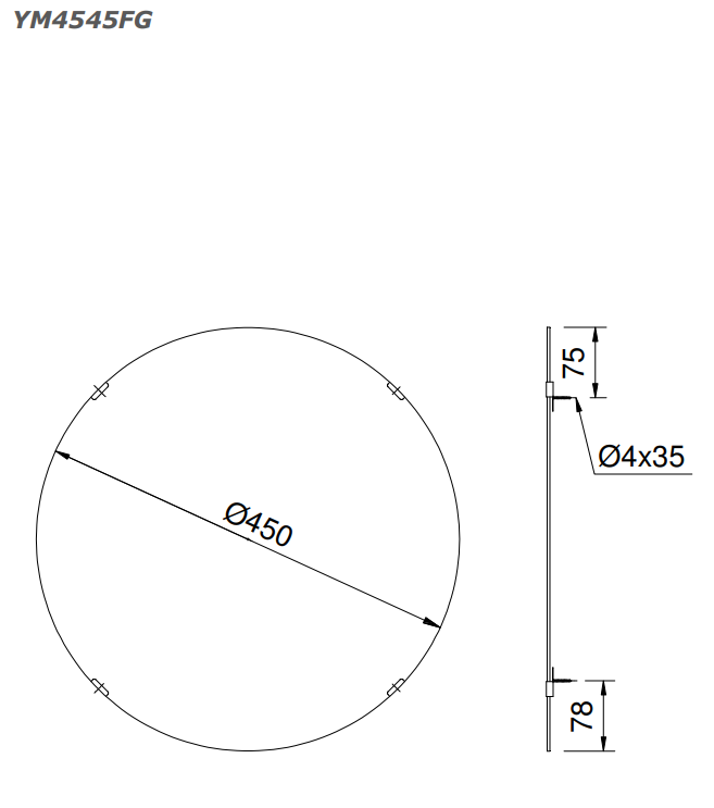 Gương tròn cao cấp loại nhỏ TOTO YM4545FG