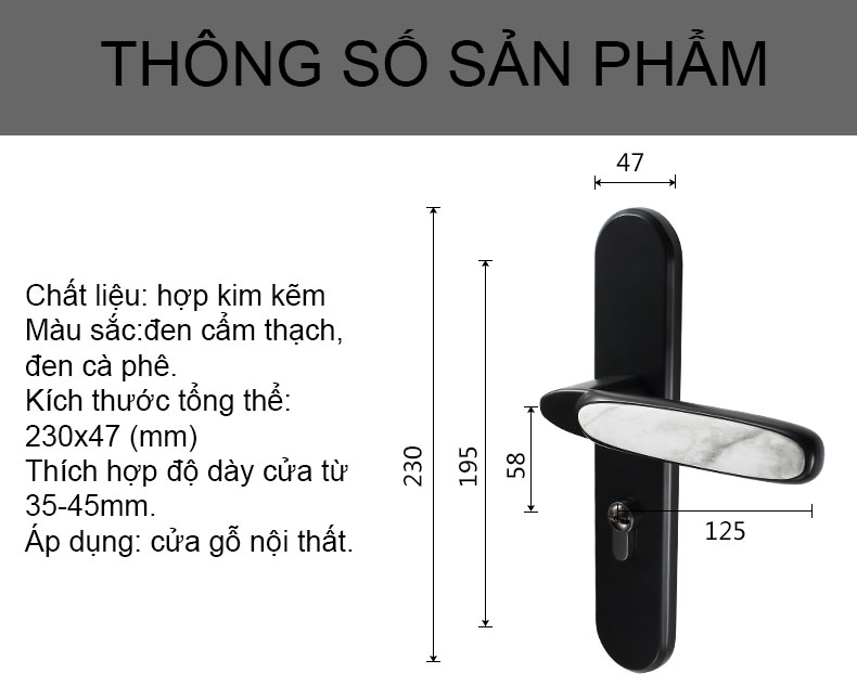 Khoá cửa phòng ngủ hợp kim kẽm 68A2-S7 15