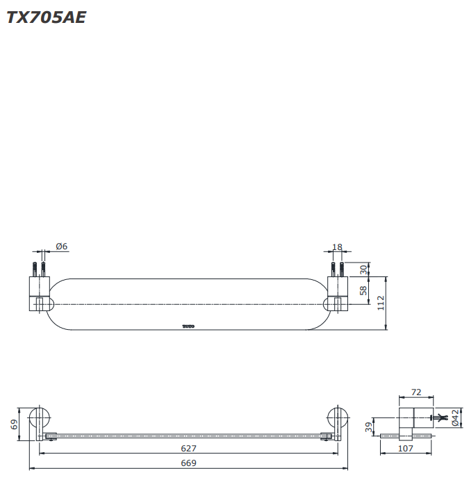 Kệ nhà tắm bằng kính bo góc tròn TOTO TX705AE 2