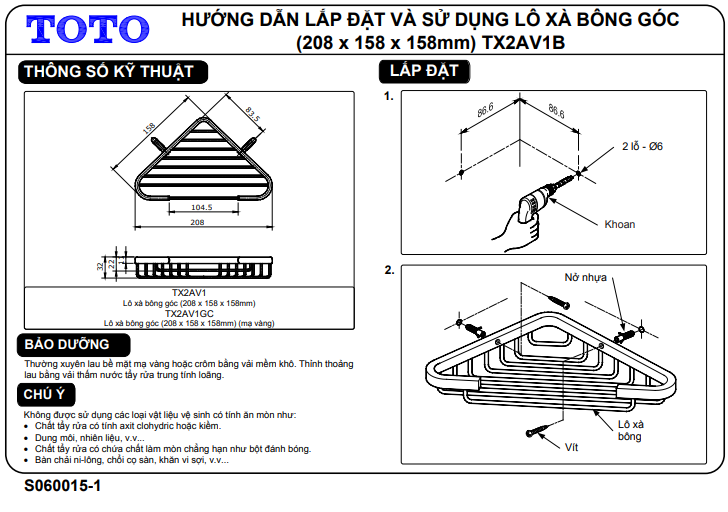 Khay xà phòng đồng mạ tam giác độc đáo TOTO TX2AV1B 3