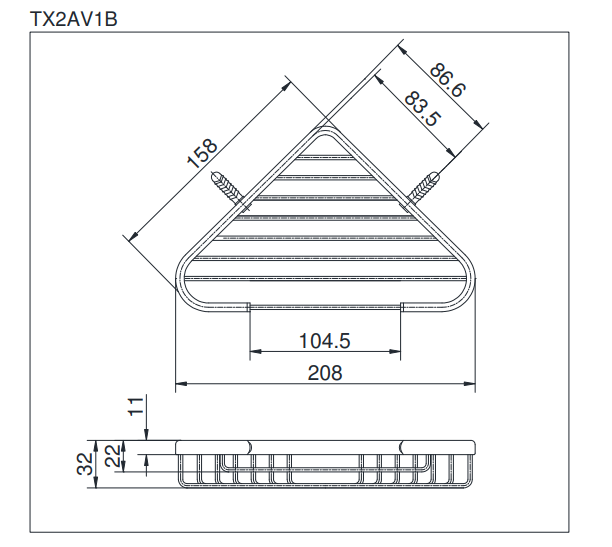 Khay xà phòng đồng mạ tam giác độc đáo TOTO TX2AV1B 2