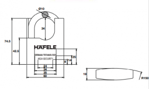 Khóa treo chống cắt super 60mm HAFELE 482.01.949 3