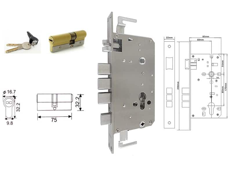 Khóa cửa đại sảnh cổ điển bằng đồng T68-XL9023 8