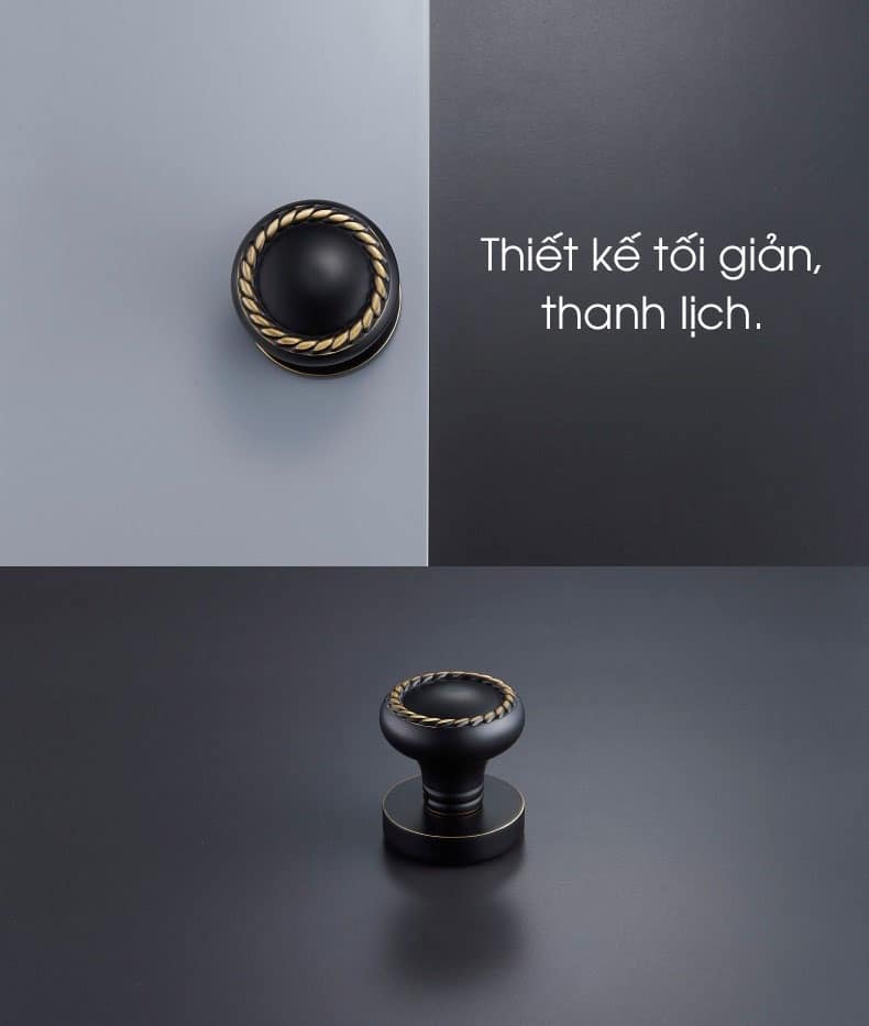 Khoá cửa tròn bằng đồng tối giản màu đen DOR5536 6