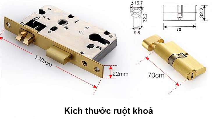 Khóa cửa phòng bằng đồng phong cách cổ điển T58-S6050 10