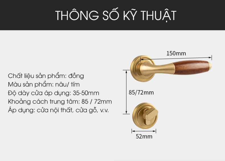 Khóa cửa phòng bằng đồng và gỗ màu đỏ BR5-136A 13