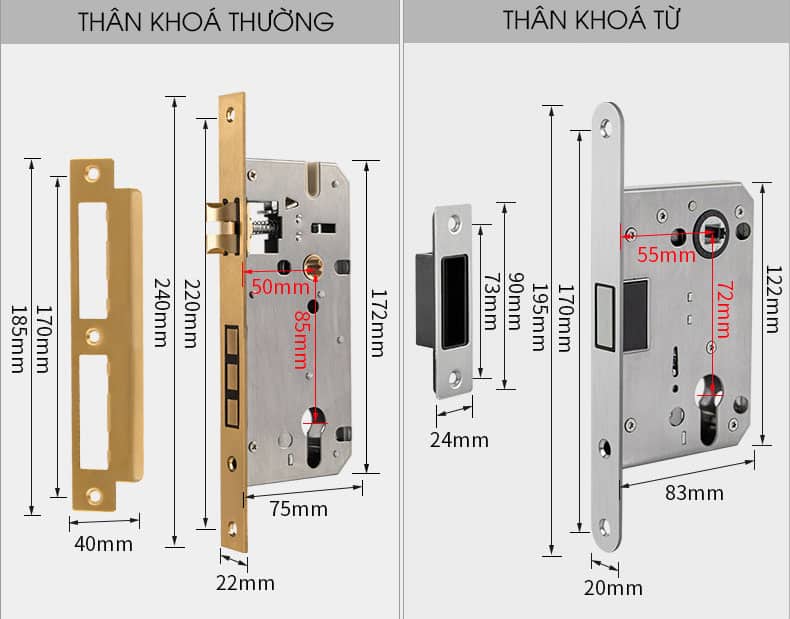 Khóa cửa phòng bằng đồng và gỗ màu đỏ BR5-136A 15