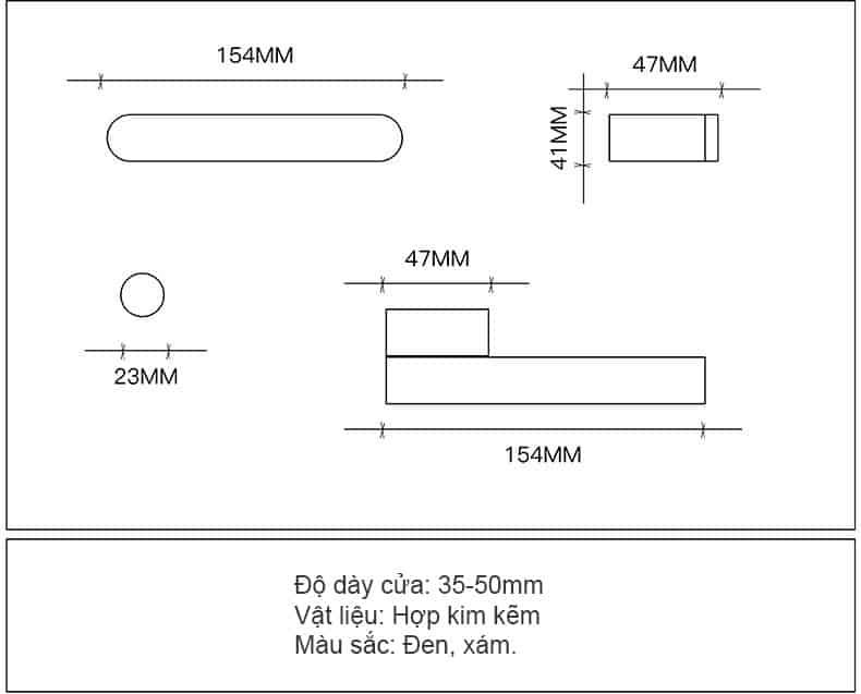 Khoá cửa phòng ngủ bằng hợp kim kẽm hiện đại CAD9820 18