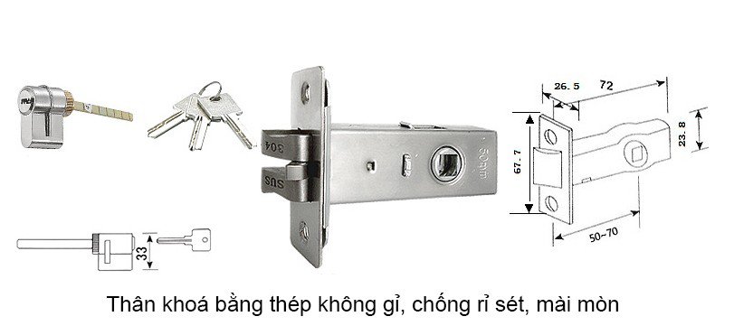 Khoá cửa phòng tắm hiện đại bằng inox FG-512 12