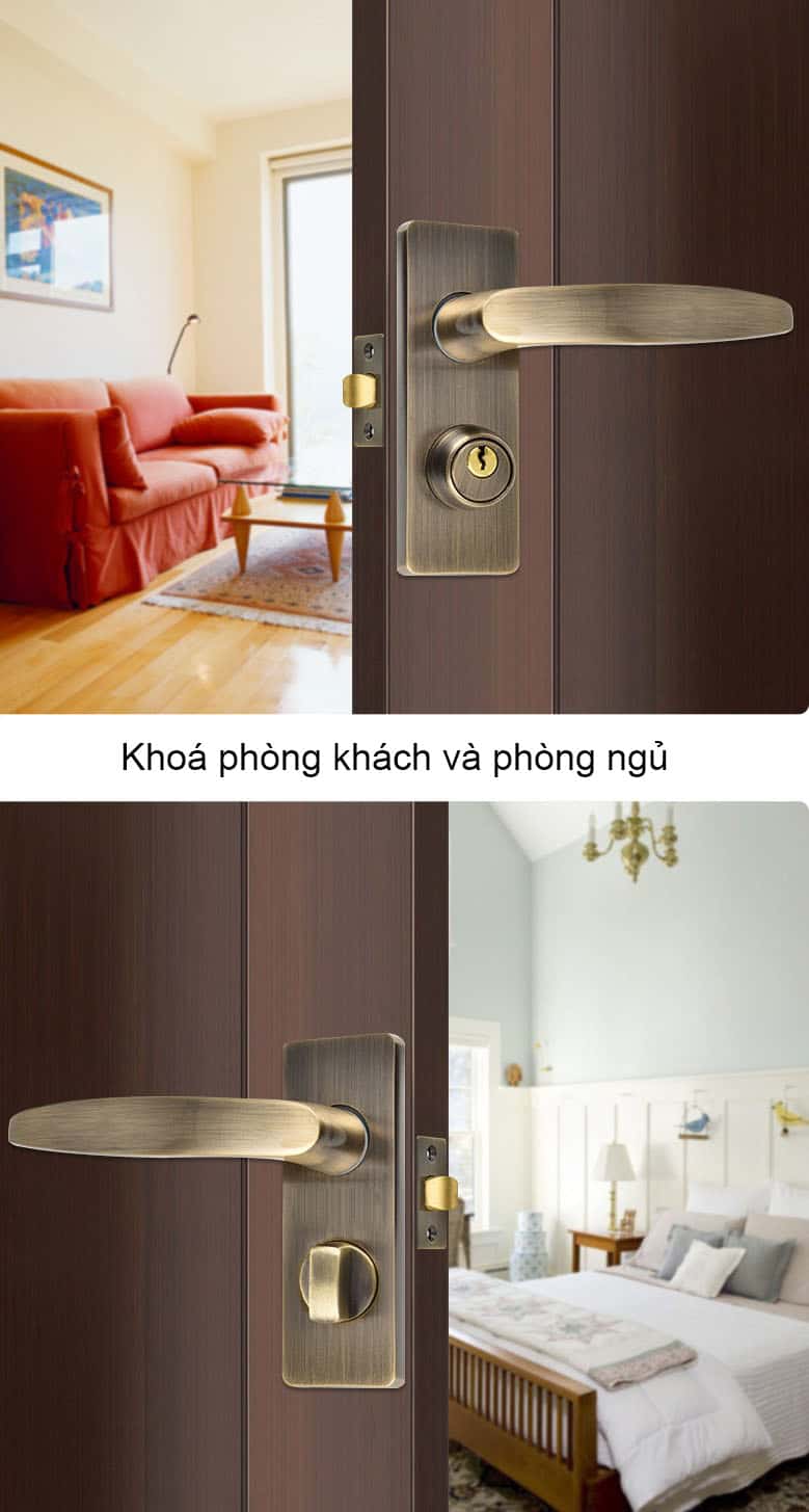 Khóa cửa thông phòng cổ điển bằng đồng FG-620A51 13