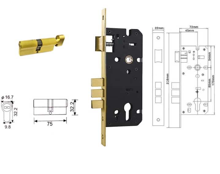 Khóa cửa thông phòng cổ điển bằng đồng T85-M6030 9