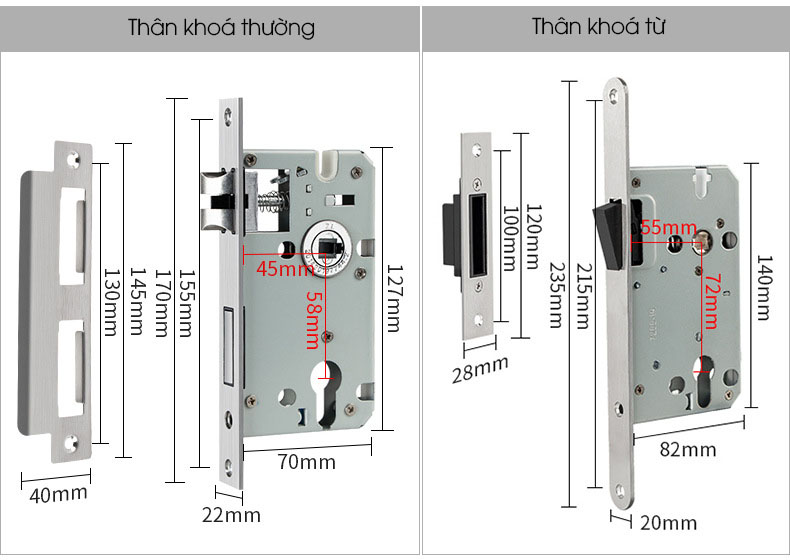 Khoá phòng ngủ hợp kim kẽm và gỗ cao cấp 58F80 10