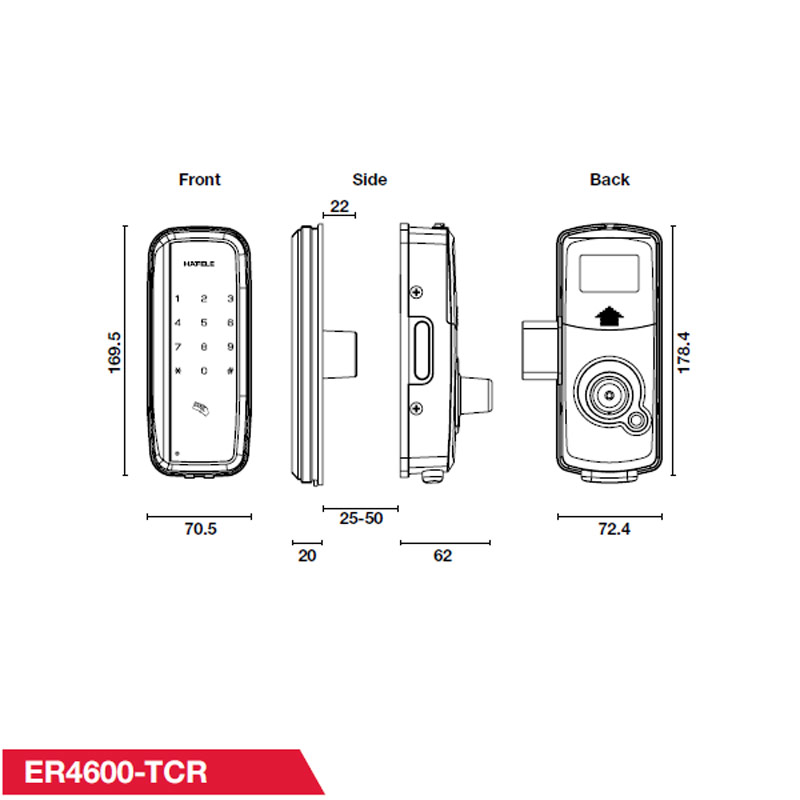 Khóa điển tử cho cửa sắt Hafele ER4600-TCR 3