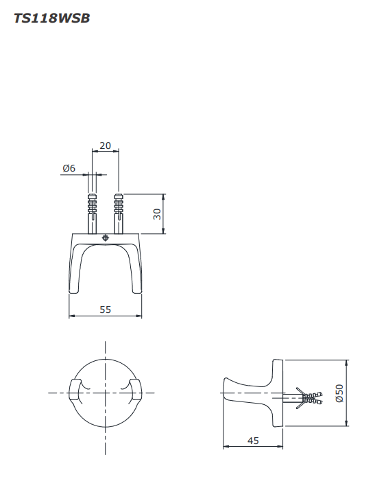 Móc đôi treo quần áo gắn tường TOTO TS118WSB 3